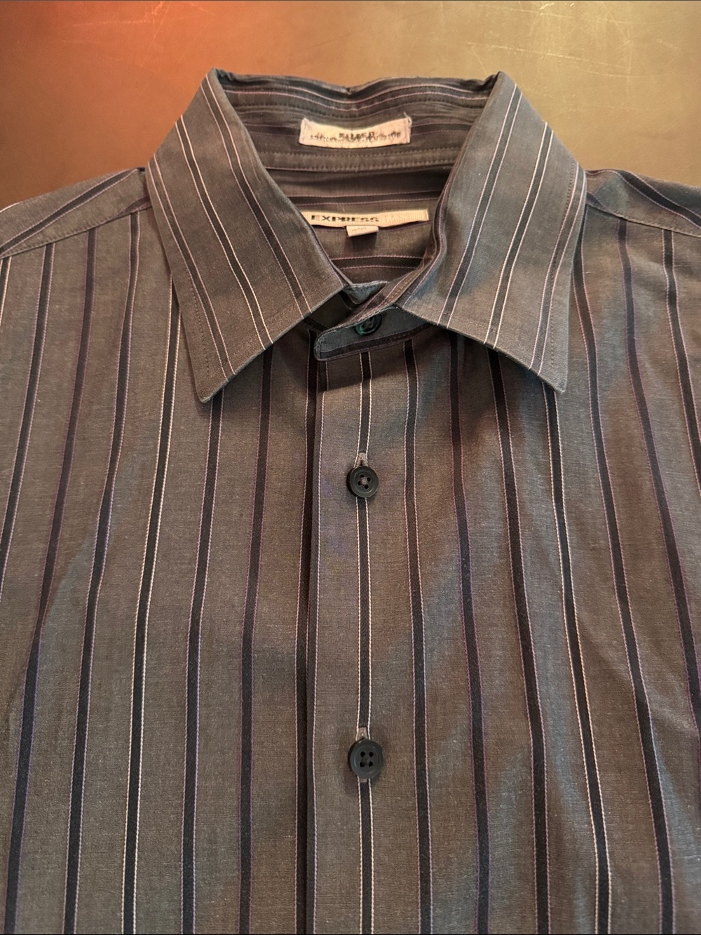 Classic Men's Gray Pinstripe Dress Shirt - Unknown Brand
